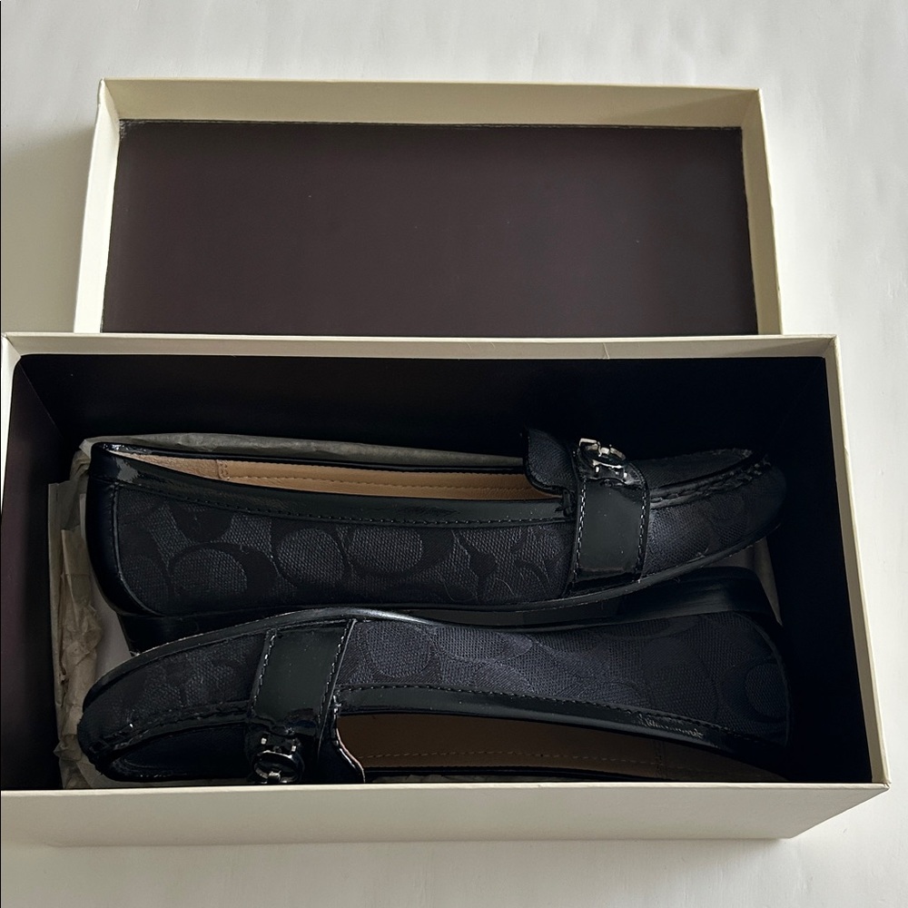 Coach Black Signature Jacquard Slip-On Loafers